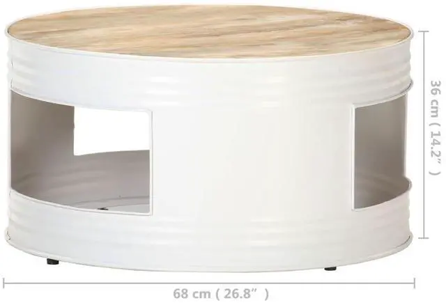 Alt view image 12 of 13 - vidaXL Coffee Table White 26.8"x26.8"x14.2" Solid Mango Wood