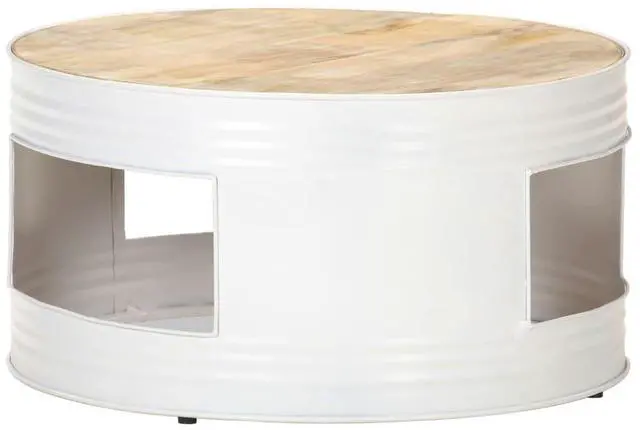Alt view image 13 of 13 - vidaXL Coffee Table White 26.8"x26.8"x14.2" Solid Mango Wood