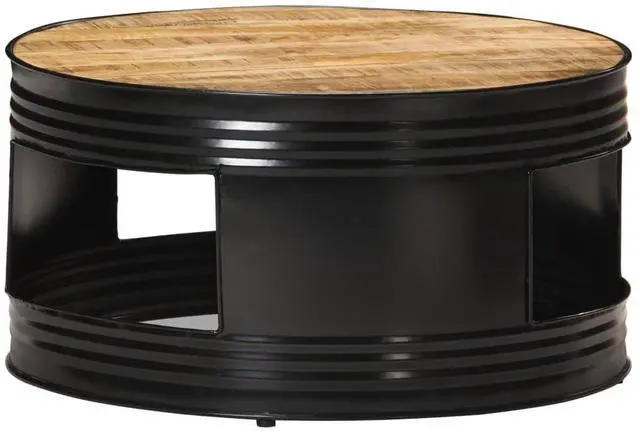 Alt view image 17 of 17 - vidaXL Coffee Table Black  26.8"x26.8"x14.2" Solid Rough Mango Wood