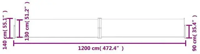 Alt view image 4 of 7 - vidaXL Retractable Side Awning Folding Privacy Screen 55.1"x472.4" Anthracite