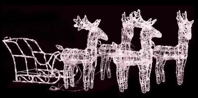 Main image of vidaXL Reindeers & Sleigh Christmas Decoration 110.2"x11"x21.7" Acrylic
