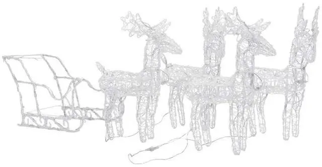 Alt view image 3 of 7 - vidaXL Reindeers & Sleigh Christmas Decoration 110.2"x11"x21.7" Acrylic