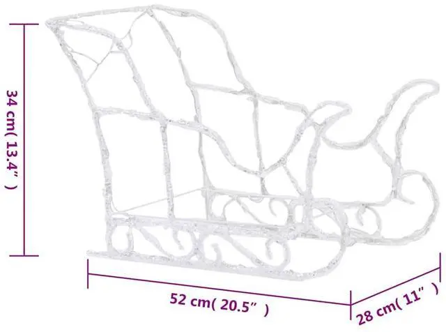 Alt view image 7 of 7 - vidaXL Reindeers & Sleigh Christmas Decoration 110.2"x11"x21.7" Acrylic