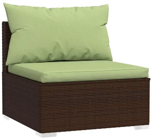 Alt view image 3 of 7 - vidaXL 4 Piece Patio Lounge Set with Cushions Brown Poly Rattan