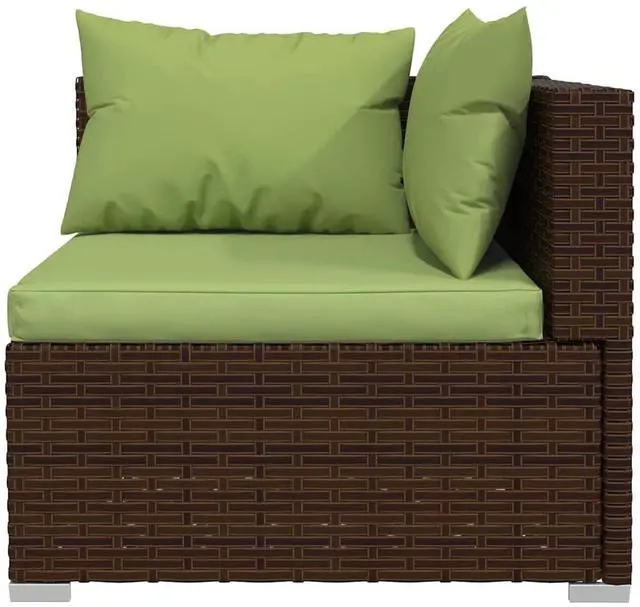 Alt view image 6 of 7 - vidaXL 4 Piece Patio Lounge Set with Cushions Brown Poly Rattan
