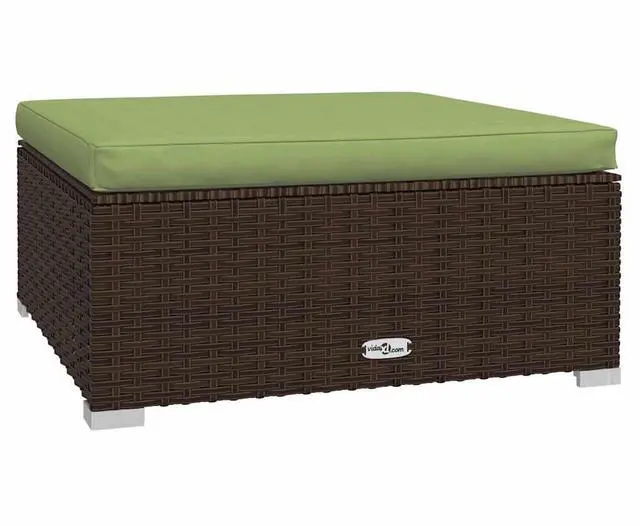Alt view image 7 of 7 - vidaXL 4 Piece Patio Lounge Set with Cushions Brown Poly Rattan