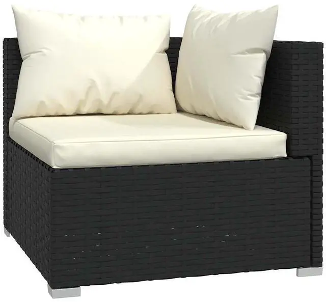 Alt view image 3 of 7 - vidaXL Patio Lounge Set Outdoor Sectional Sofa Set 4 Piece Poly Rattan Black