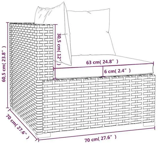 Alt view image 6 of 7 - vidaXL Patio Lounge Set Outdoor Sectional Sofa Set 4 Piece Poly Rattan Black