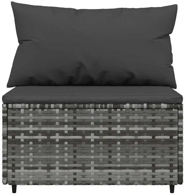 Alt view image 6 of 7 - vidaXL 3 Piece Patio Lounge Set with Cushions Gray Poly Rattan