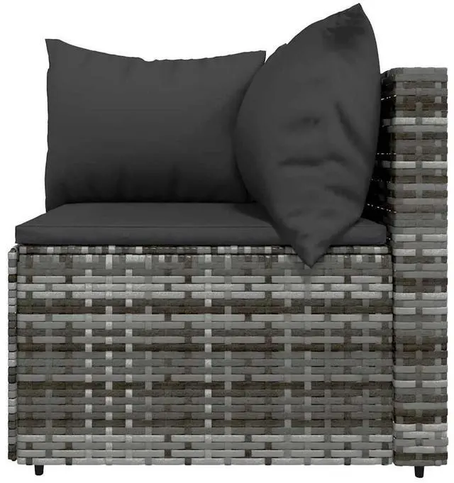 Alt view image 7 of 7 - vidaXL 3 Piece Patio Lounge Set with Cushions Gray Poly Rattan