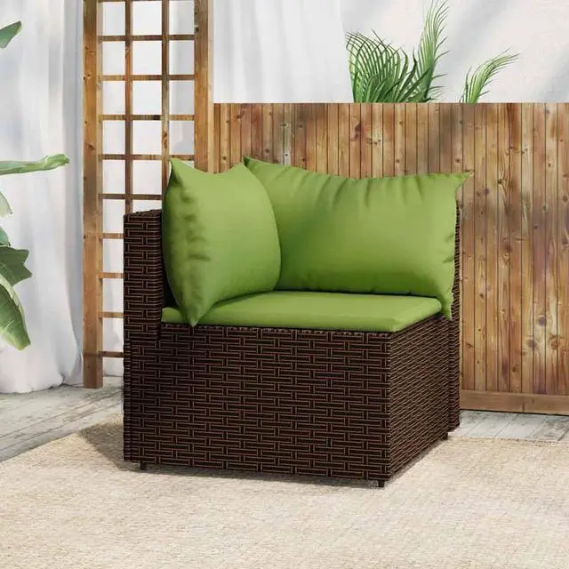Main image of vidaXL Patio Furniture Wicker Outdoor Sofa with Cushions Brown Poly Rattan
