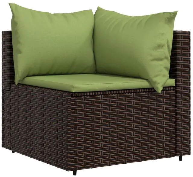 Alt view image 2 of 7 - vidaXL Patio Furniture Wicker Outdoor Sofa with Cushions Brown Poly Rattan