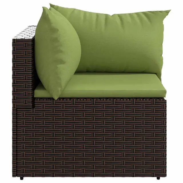 Alt view image 3 of 7 - vidaXL Patio Furniture Wicker Outdoor Sofa with Cushions Brown Poly Rattan