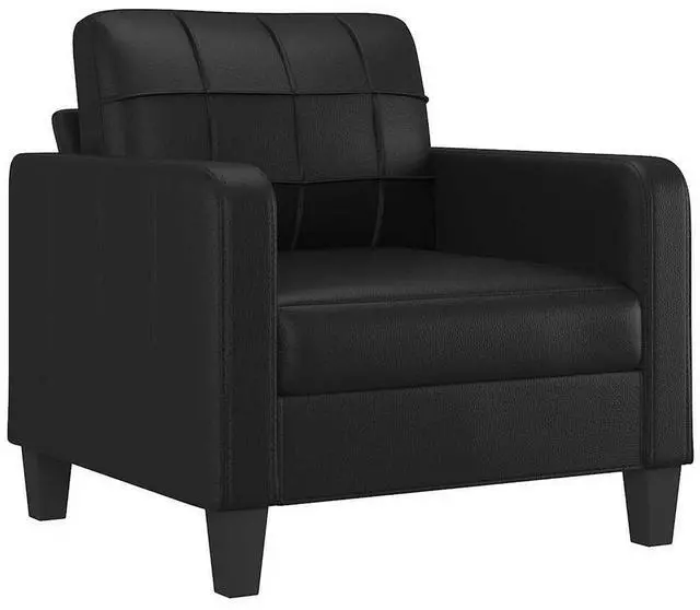 Alt view image 2 of 7 - vidaXL Sofa Upholstered Accent Single Sofa Chair with Pillow Black Faux Leather