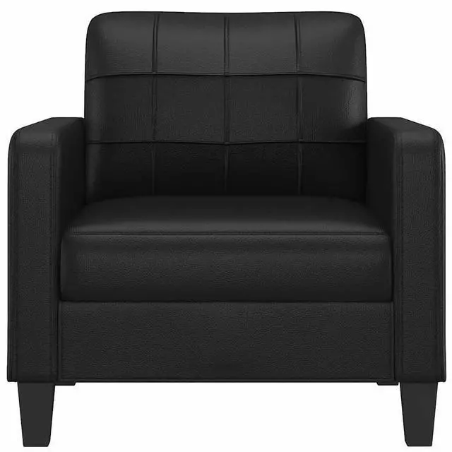 Alt view image 3 of 7 - vidaXL Sofa Upholstered Accent Single Sofa Chair with Pillow Black Faux Leather