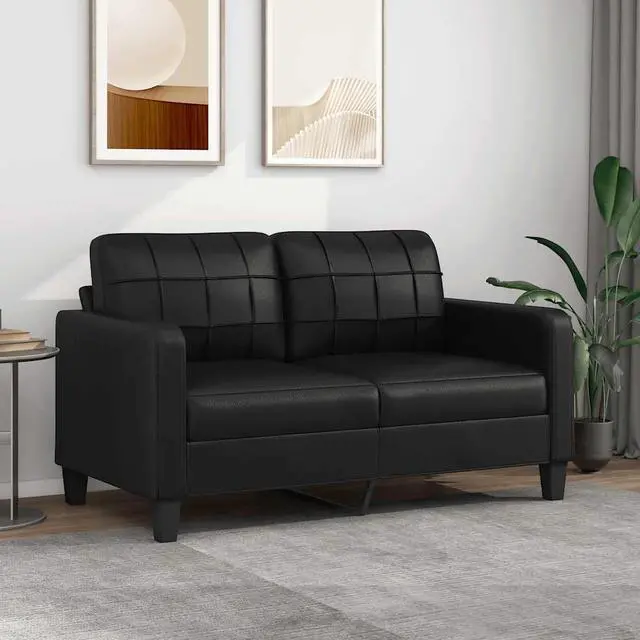 Main image of vidaXL Sofa Accent Upholstered Loveseat Couch Sofa Settee Black Faux Leather