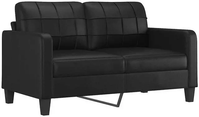 Alt view image 2 of 7 - vidaXL Sofa Accent Upholstered Loveseat Couch Sofa Settee Black Faux Leather
