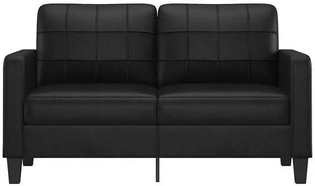 Alt view image 3 of 7 - vidaXL Sofa Accent Upholstered Loveseat Couch Sofa Settee Black Faux Leather