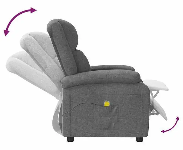 Alt view image 6 of 7 - vidaXL Massage Chair Adjustable Reclining Seating Furniture Dark Gray Fabric