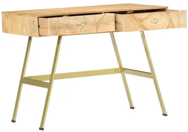 Alt view image 16 of 18 - vidaXL Writing Desk with Drawers 39.4"x21.7"x29.5" Solid Mango Wood