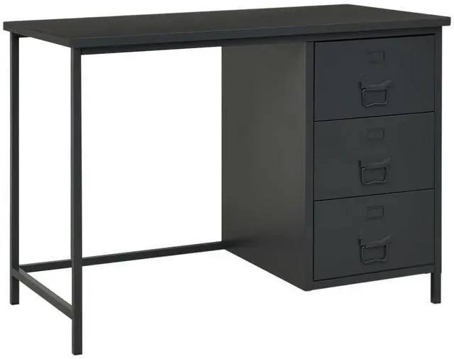 Alt view image 5 of 11 - vidaXL Industrial Desk with Drawers Anthracite 41.3"x20.5"x29.5" Steel