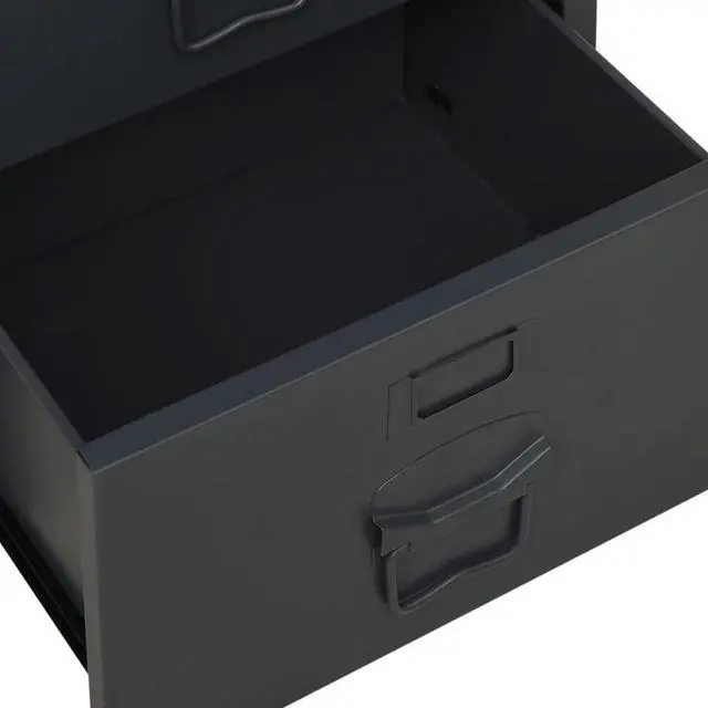 Alt view image 10 of 11 - vidaXL Industrial Desk with Drawers Anthracite 41.3"x20.5"x29.5" Steel