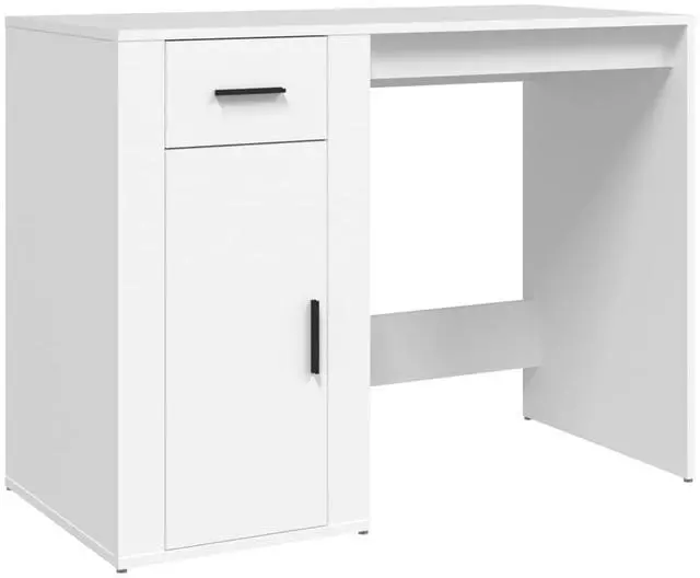 Alt view image 2 of 7 - vidaXL Desk Storage Computer Desk Writing Table for Office White Engineered Wood