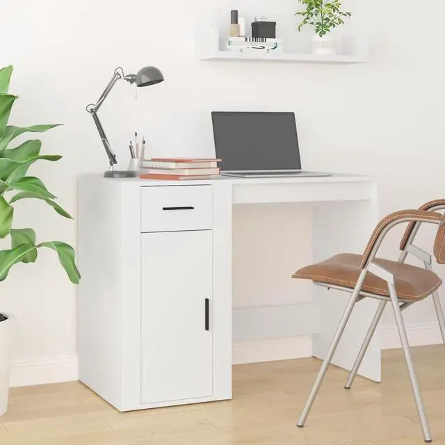 Main image of vidaXL Desk Storage Computer Desk Writing Table for Office White Engineered Wood