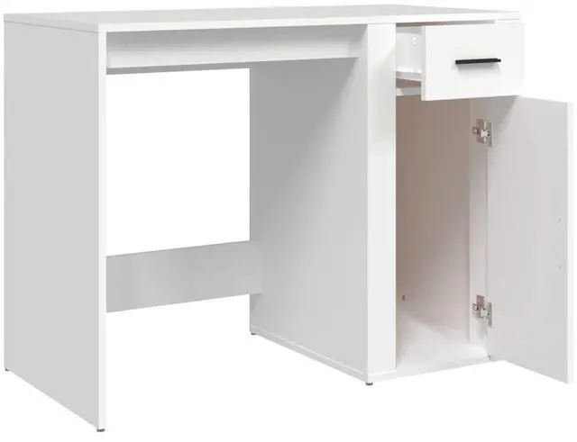 Alt view image 7 of 7 - vidaXL Desk Storage Computer Desk Writing Table for Office White Engineered Wood