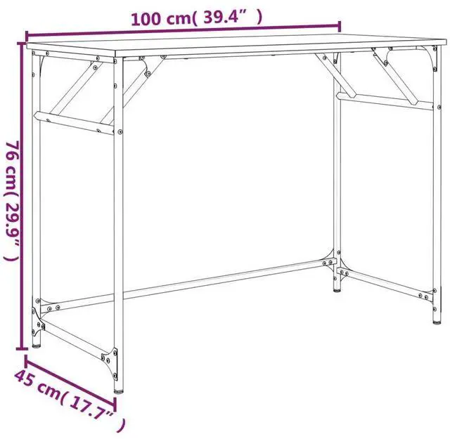 Alt view image 4 of 7 - vidaXL Desk End Sofa Table Smoked Oak Engineered Wood and Powder-coated Steel