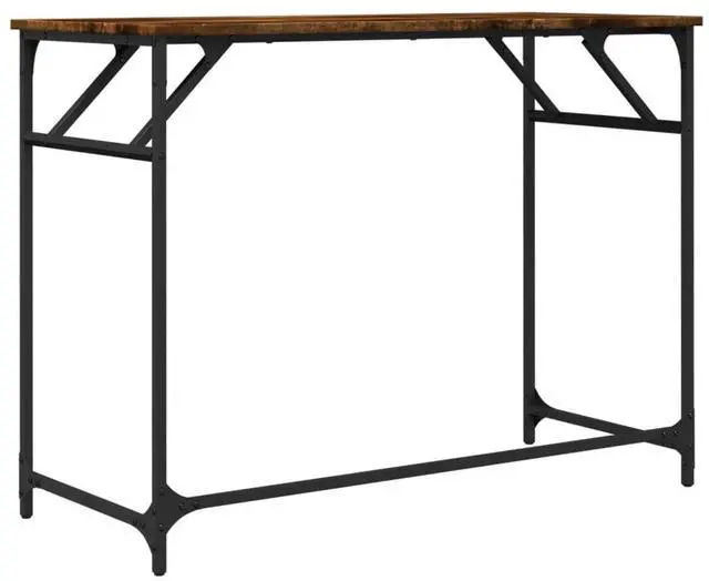 Alt view image 7 of 7 - vidaXL Desk End Sofa Table Smoked Oak Engineered Wood and Powder-coated Steel