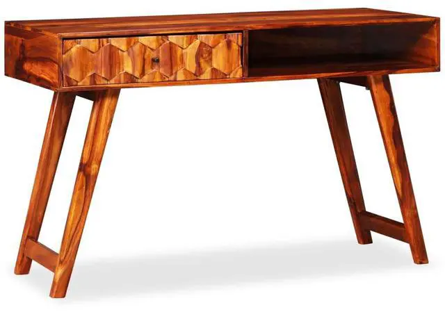 Alt view image 9 of 15 - vidaXL Writing Table Solid Sheesham Wood 46.5"x19.7"x30"