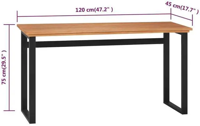 Alt view image 4 of 7 - vidaXL Desk Work Study Computer Console Table Office Furniture Solid Wood Teak