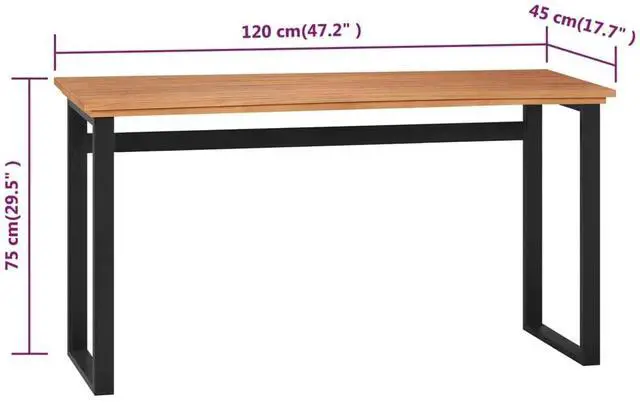 Alt view image 7 of 7 - vidaXL Desk Work Study Computer Console Table Office Furniture Solid Wood Teak
