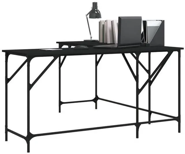 Alt view image 3 of 7 - vidaXL Desk Computer Table Furniture for Home Office Black Engineered Wood