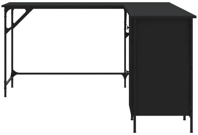 Alt view image 5 of 7 - vidaXL Desk Storage L-shape Computer Table with Shelves Black Engineered Wood
