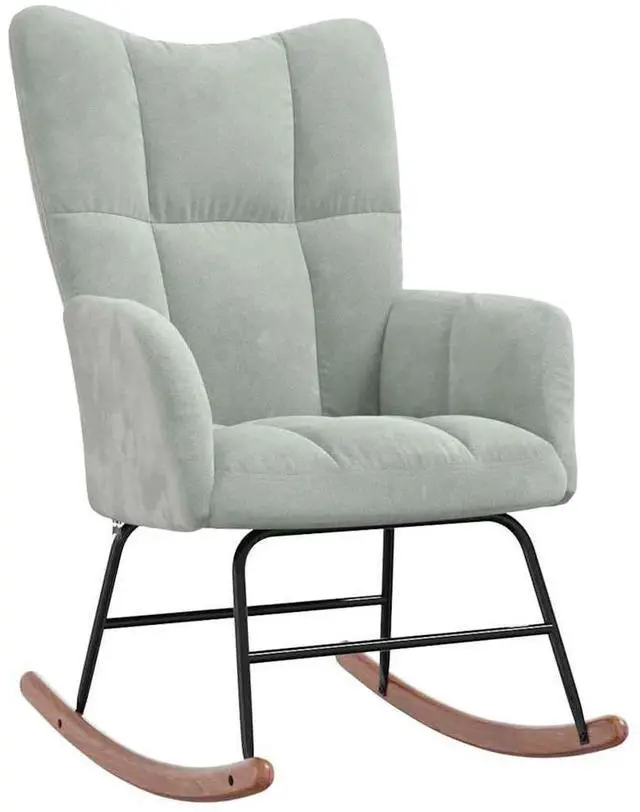 Alt view image 9 of 14 - vidaXL Rocking Chair Light Gray Velvet