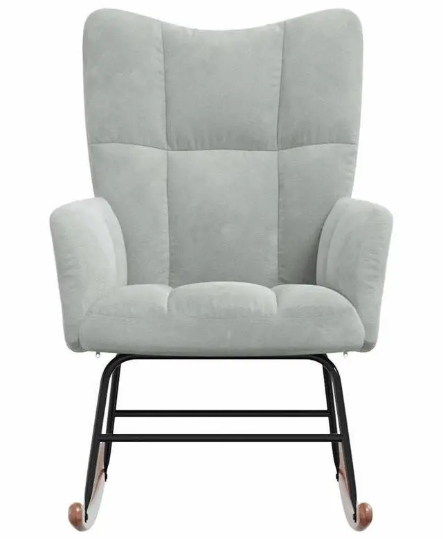 Alt view image 10 of 14 - vidaXL Rocking Chair Light Gray Velvet
