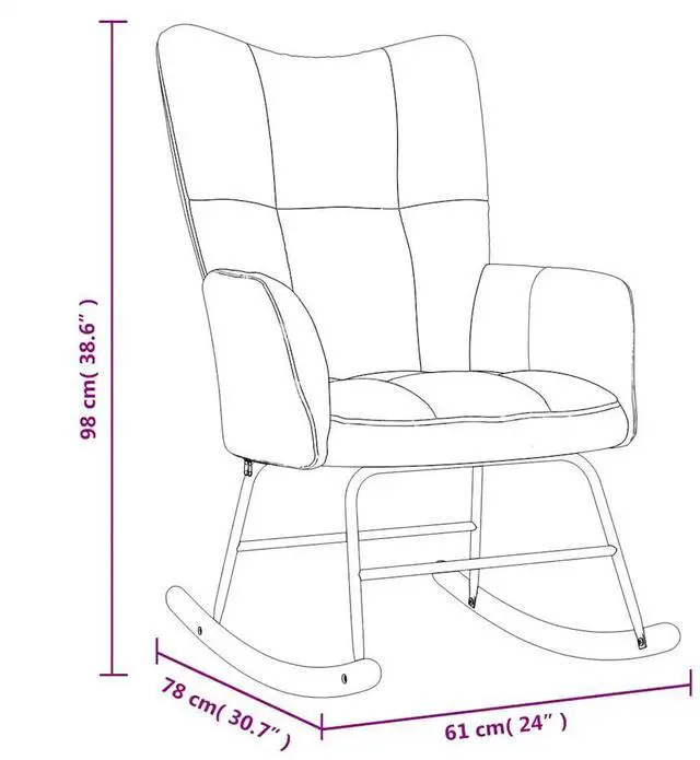 Alt view image 11 of 14 - vidaXL Rocking Chair Light Gray Velvet