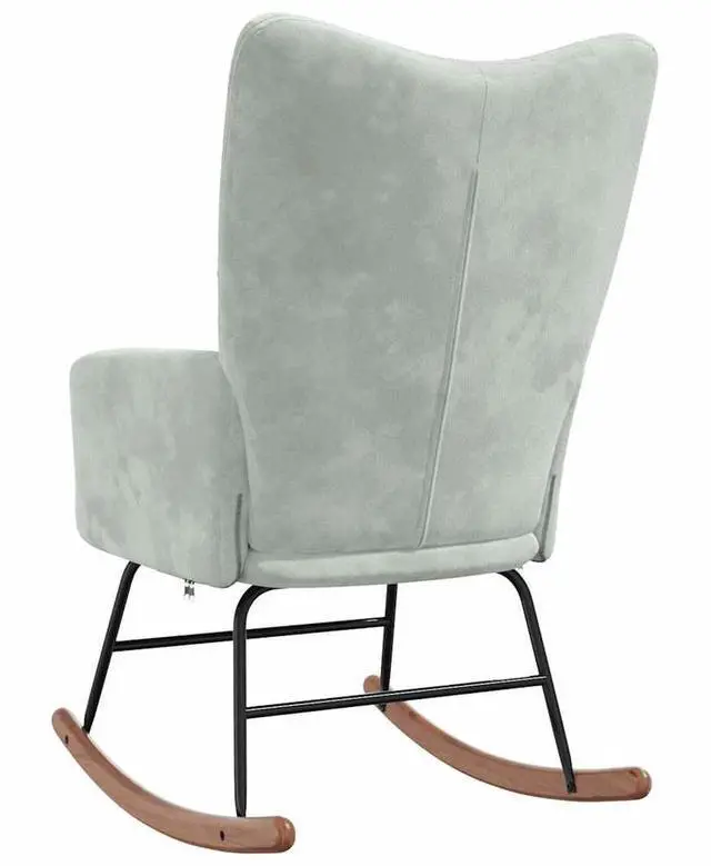 Alt view image 12 of 14 - vidaXL Rocking Chair Light Gray Velvet