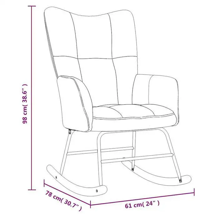 Alt view image 9 of 12 - vidaXL Rocking Chair with a Stool Light Gray Velvet