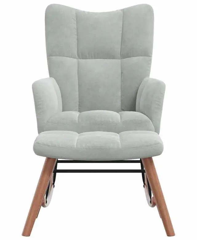 Alt view image 8 of 12 - vidaXL Rocking Chair with a Stool Light Gray Velvet