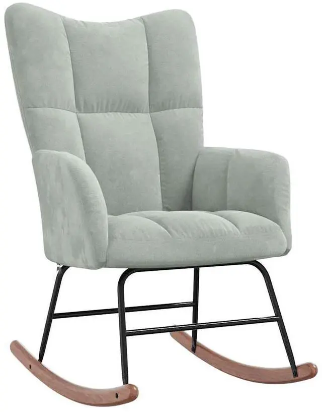 Alt view image 11 of 12 - vidaXL Rocking Chair with a Stool Light Gray Velvet