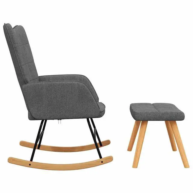 Alt view image 5 of 7 - vidaXL Rocking Chair With Stool Dark Grey