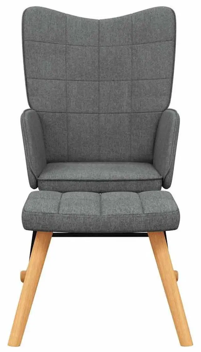 Alt view image 3 of 7 - vidaXL Rocking Chair With Stool Dark Grey