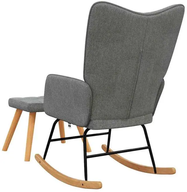 Alt view image 6 of 7 - vidaXL Rocking Chair With Stool Dark Grey
