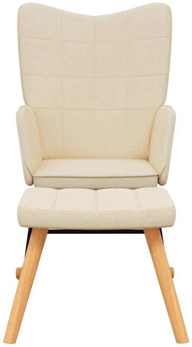 Alt view image 3 of 7 - vidaXL Rocking Chair With Stool Cream