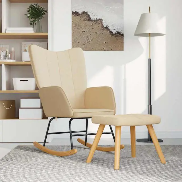 Main image of vidaXL Rocking Chair With Stool Cream