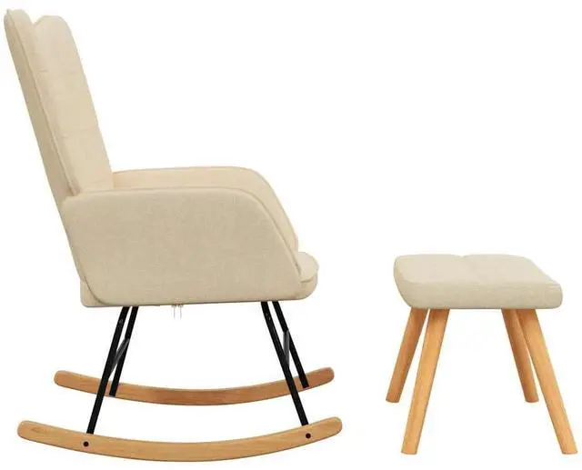 Alt view image 5 of 7 - vidaXL Rocking Chair With Stool Cream