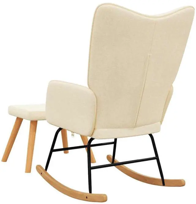 Alt view image 6 of 7 - vidaXL Rocking Chair With Stool Cream